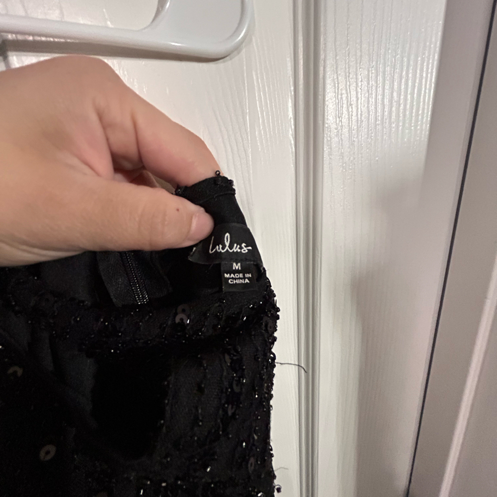 Medium Black Sequin Sleeveless Halter Mini Dress - Picture 3 of 3